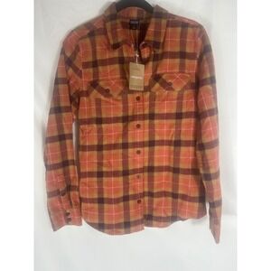 Patagonia‎ Womens Midweight Fjord Flannel Shirt Burl Red Plaid Medium NWT